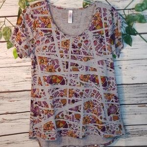 LulaRoe Irma short sleeve scoop neck tee floral XS